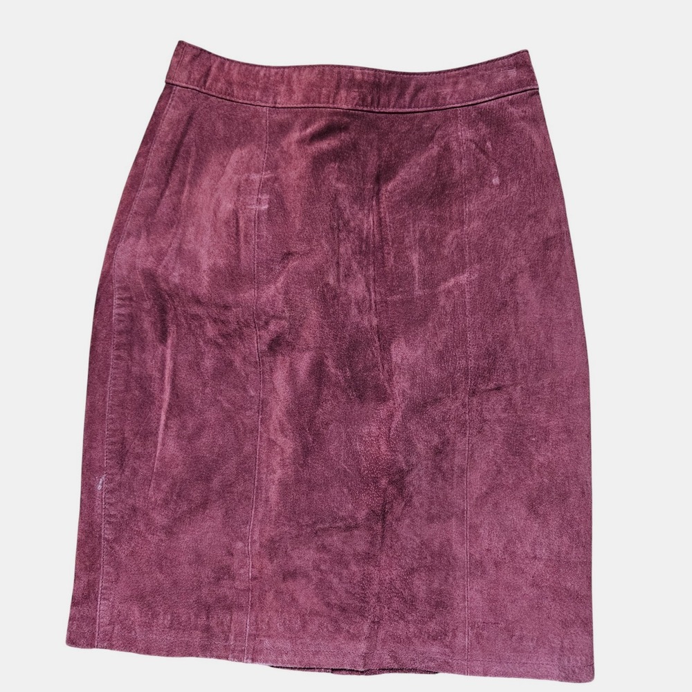 Vintage G-III Leather Suede Pencil Skirt 5/6 Burgundy Red Retro Grunge 90s